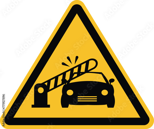 Car barrier warning icon. Beware, barrier closes automatically sign. Automatic barriers or boom are closing symbol. flat style. © theerakit