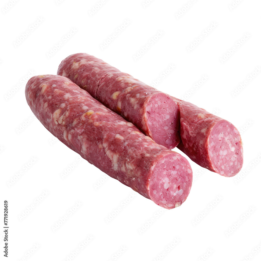 Closeup of two Mettwurst sausages on a transparent background Closeup of two Mettwurst sausages on a transparent background