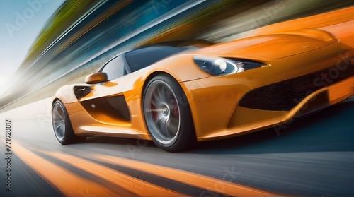 "Velocity: Modern Sports Car in Motion Blur"