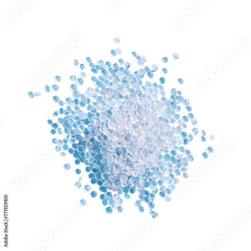 a pile of blue plastic beads on a transparent background