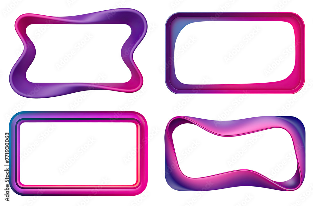 Set of four rectangular purple frame isolated on transparent background Set of four rectangular purple frame isolated on transparent background