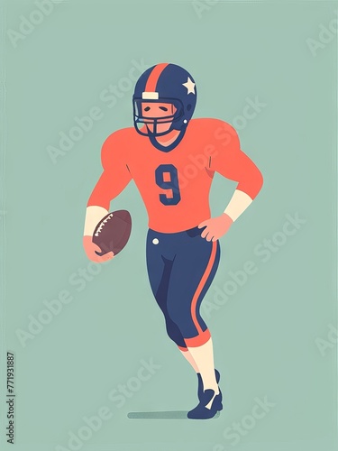 american football player flat illustration