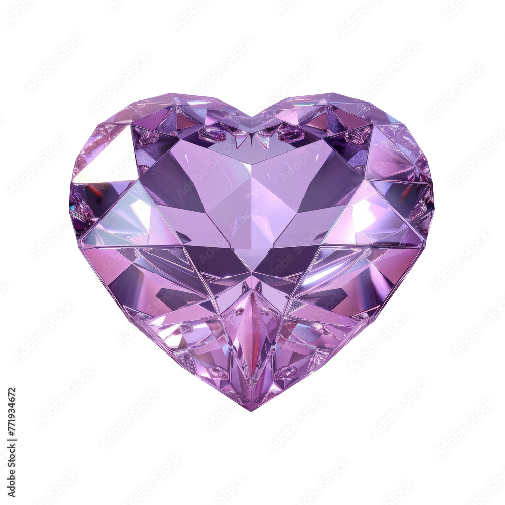 A pink heart diamond stands out on a transparent background, symbolizing love and beauty A pink heart diamond stands out on a transparent background, symbolizing love and beauty
