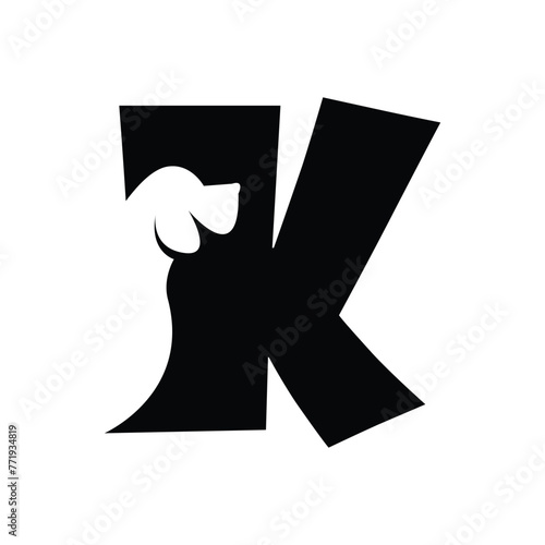 K letter with a negative space dog logo
