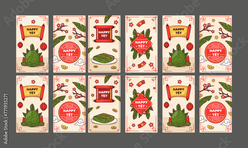 happy vietnam new year vector flat design