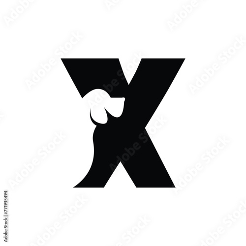 X letter with a negative space dog logo