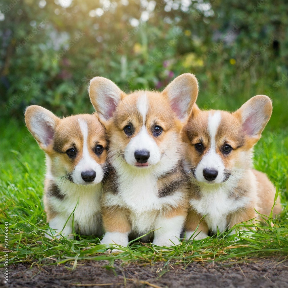 三匹のコーギー犬 三匹のコーギー犬