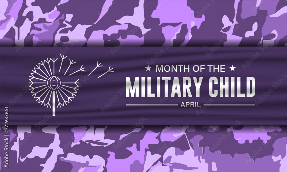 Month Of the Military Child Is April Background Vector Illustration - obrazy, fototapety, plakaty 