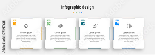 Infographic design for business concept with note papers. Can be used for info graphics, flow charts, presentations, web sites, banners, label template with icons. 4 options or steps.