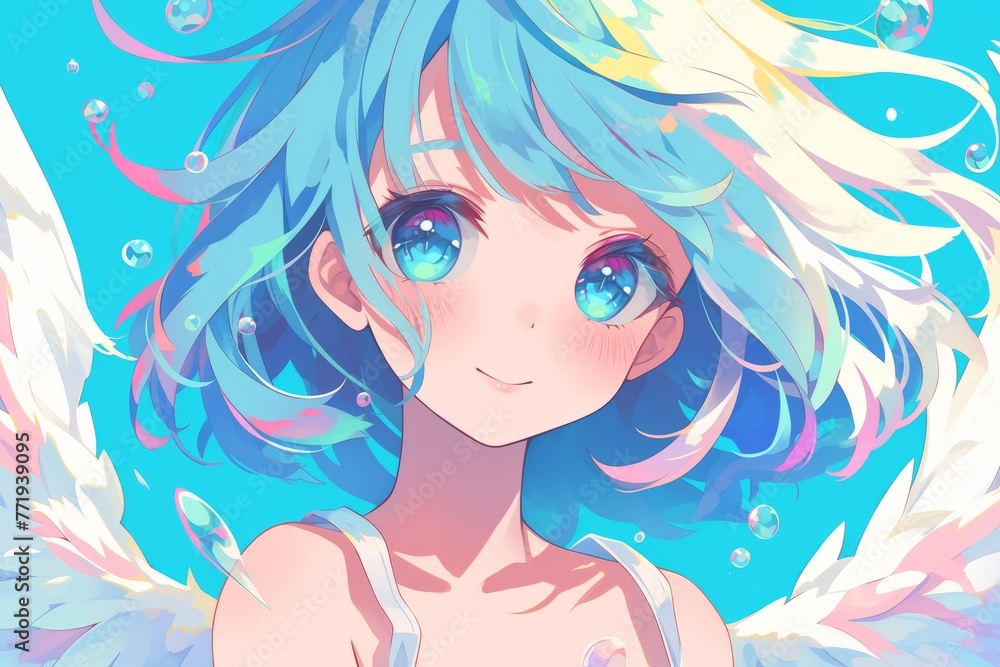 a beautiful anime girl looking into the camera, sad emotion while wind blowing a beautiful anime girl looking into the camera, sad emotion while wind blowing