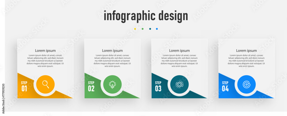 Fototapeta premium Business infographics template. timeline with 4 steps, options. can be used for workflow diagram, info chart, web design. vector illustration.