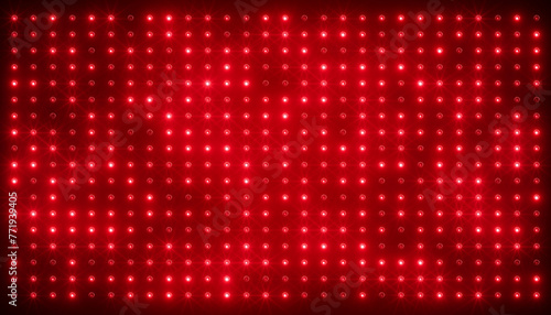 Illustation of an abstract glowing red LED wall with bright light bulbs - abstract background.