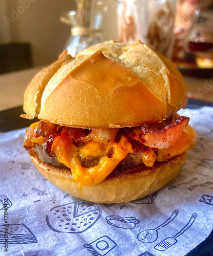 Rustic, homemade and crispy burger snack