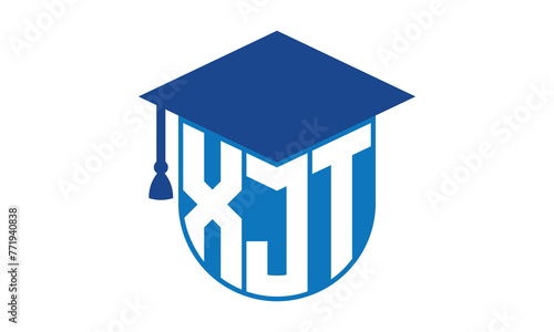 XJT initial letter academic logo design vector template. school college logo, university logo, graduation cap logo, institute logo, educational logo, library logo, teaching logo, book shop, varsity