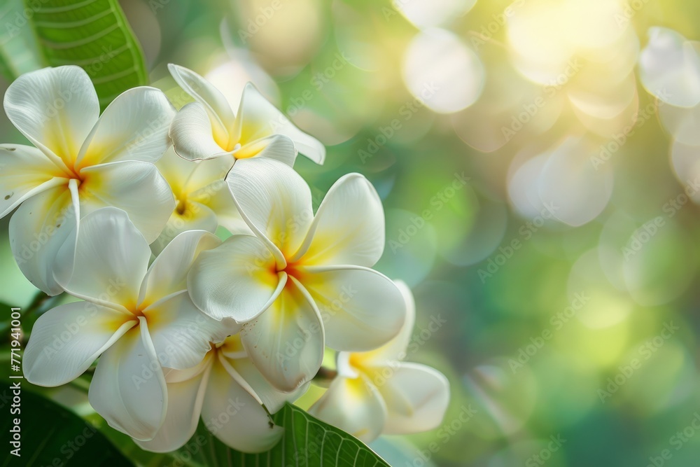 A beautiful backdrop of fragrant plumeria flowers A beautiful backdrop of fragrant plumeria flowers