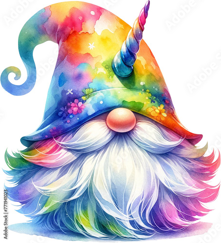 Gnome with Unicorn Horn and Pastel Colors Clipart
