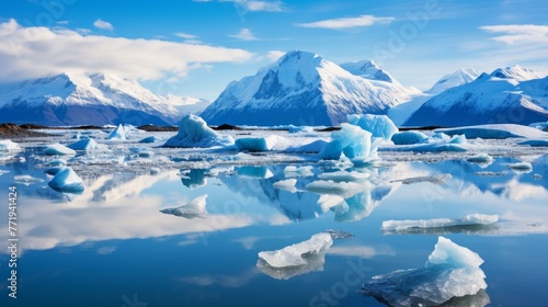Nature's Embrace Icebergs and Mountain Majesty © Media Srock