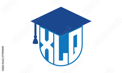 XLQ initial letter academic logo design vector template. school college logo, university logo, graduation cap logo, institute logo, educational logo, library logo, teaching logo, book shop, varsity