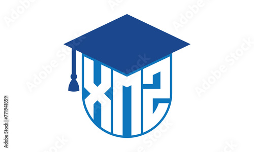 XMZ initial letter academic logo design vector template. school college logo, university logo, graduation cap logo, institute logo, educational logo, library logo, teaching logo, book shop, varsity