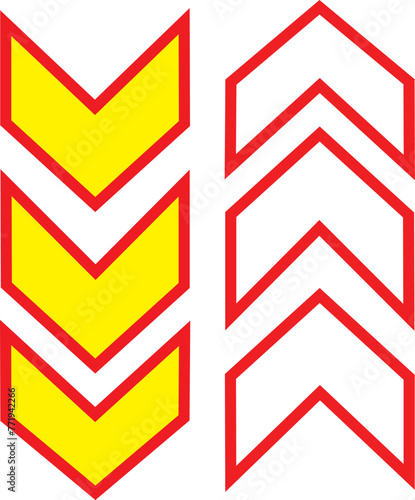 Up and Down red line yellow and white arrows icon vector.