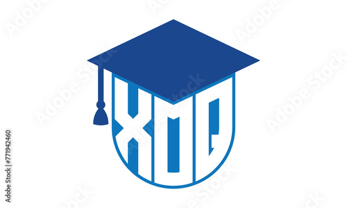 XOQ initial letter academic logo design vector template. school college logo, university logo, graduation cap logo, institute logo, educational logo, library logo, teaching logo, book shop, varsity
