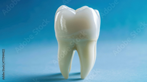 Tooth Model on Blue Background