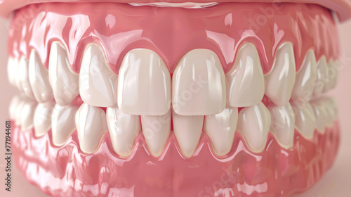 Close Up of Tooth Model on Pink Background