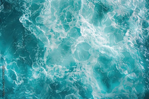 Above, an aerial view of turquoise ocean water. Generative Ai