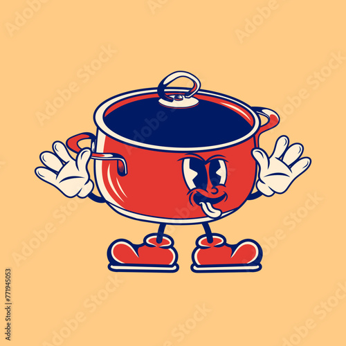 Retro character design of frying pan