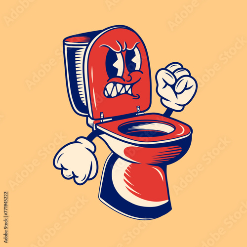 Retro character design of the toilet bowl