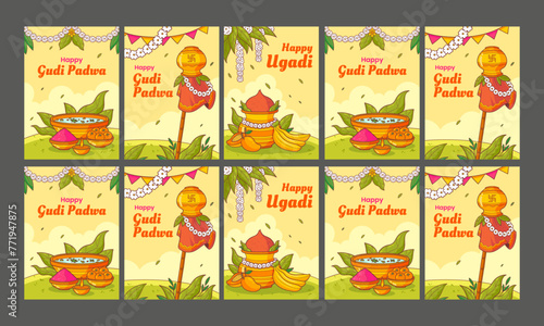happy gudi padwa vector flat design