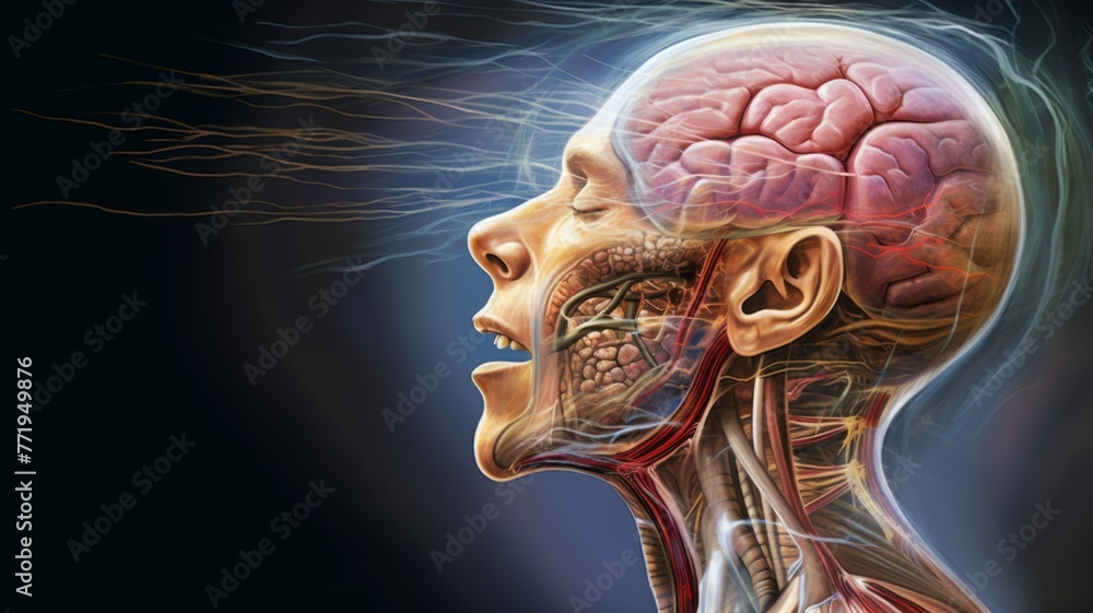 Human anatomy with nervous system highlighted - Detailed medical ...