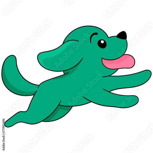 green puppy running around happily while playing