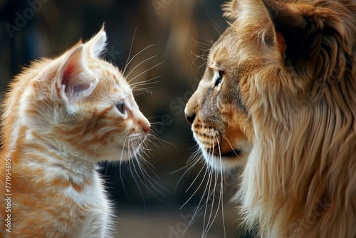 Kitten and Lion Face-to-Face  Wild Meets Tame