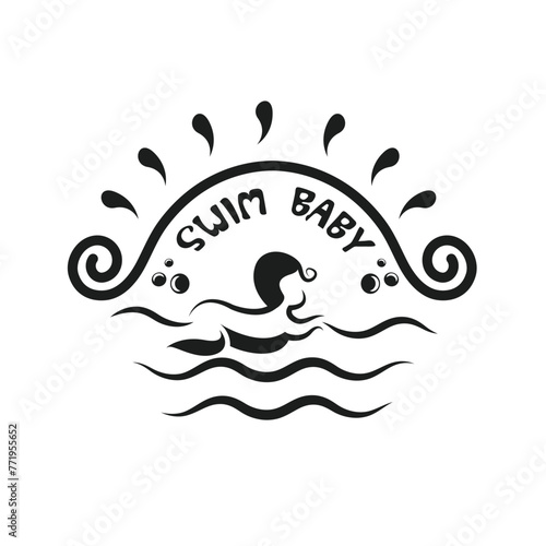baby swimming course icon vector illustration concept design template