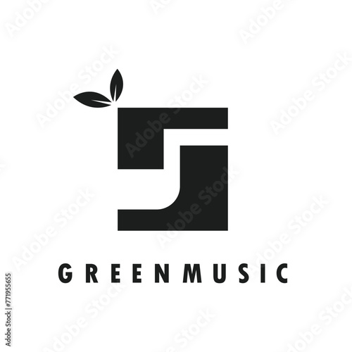 black G letter quaver music note icon vector concept design template