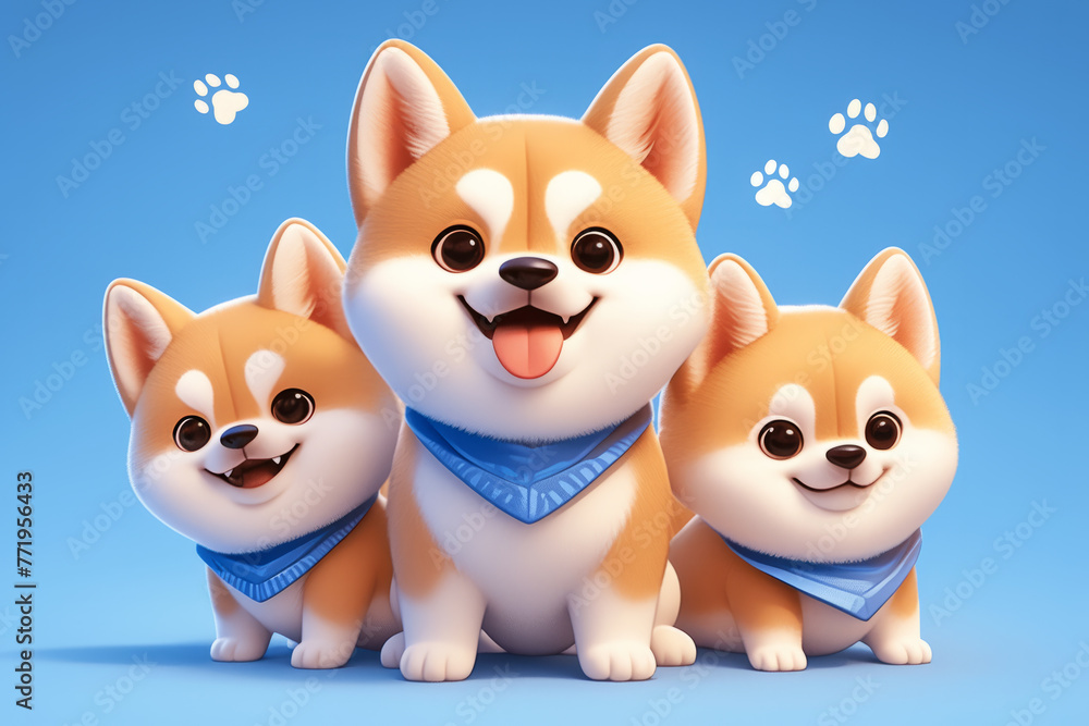 Cute dog on blue background Cute dog on blue background