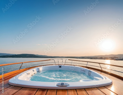 private boat  deck  luxury  expensive  jacuzzi  lavish  blue sky