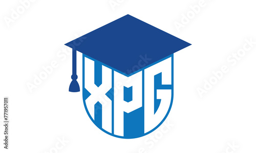 XPG initial letter academic logo design vector template. school college logo, university logo, graduation cap logo, institute logo, educational logo, library logo, teaching logo, book shop, varsity