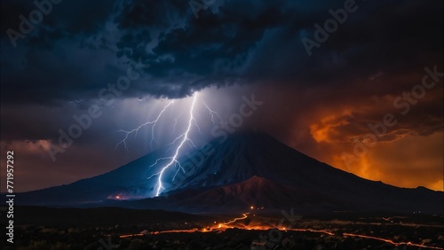 Volcanic Lightning in Fiery Eruption