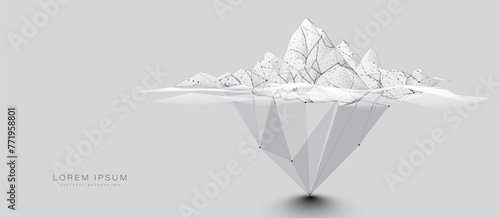 Iceberg. Low polygonal, wireframe, and mesh illustration