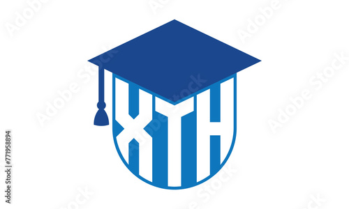 XTH initial letter academic logo design vector template. school college logo, university logo, graduation cap logo, institute logo, educational logo, library logo, teaching logo, book shop, varsity
