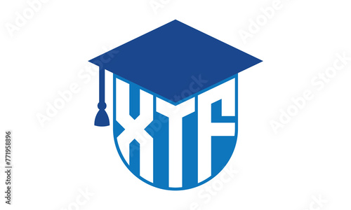 XTF initial letter academic logo design vector template. school college logo, university logo, graduation cap logo, institute logo, educational logo, library logo, teaching logo, book shop, varsity