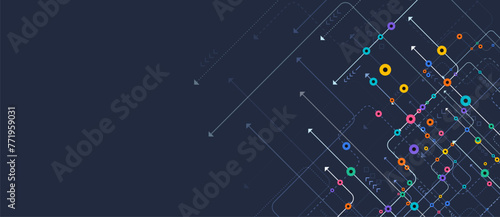 Circuit connect lines and dots. Network technology and Connection concept. Decentralized network nodes connections