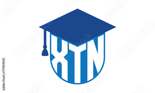 XTN initial letter academic logo design vector template. school college logo, university logo, graduation cap logo, institute logo, educational logo, library logo, teaching logo, book shop, varsity