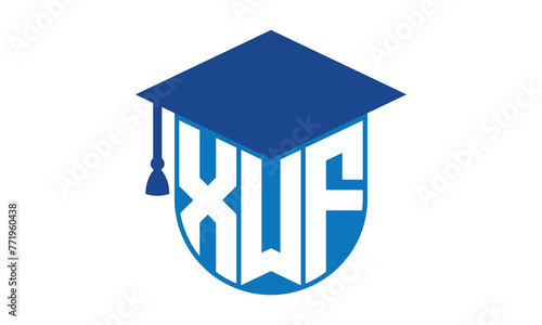 XWF initial letter academic logo design vector template. school college logo, university logo, graduation cap logo, institute logo, educational logo, library logo, teaching logo, book shop, varsity