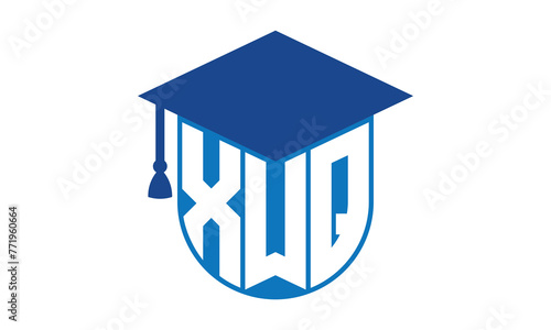 XWQ initial letter academic logo design vector template. school college logo, university logo, graduation cap logo, institute logo, educational logo, library logo, teaching logo, book shop, varsity