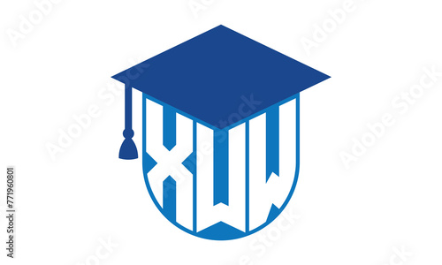 XWW initial letter academic logo design vector template. school college logo, university logo, graduation cap logo, institute logo, educational logo, library logo, teaching logo, book shop, varsity