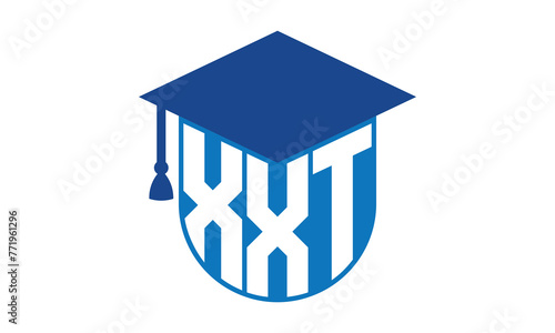 XXT initial letter academic logo design vector template. school college logo, university logo, graduation cap logo, institute logo, educational logo, library logo, teaching logo, book shop, varsity