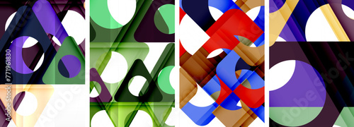 Abstract background set featuring captivating triangles. Harmonious blend of geometry and style, these designs bring modern flair